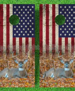 Distressed US Flag Deer Bedded Down