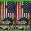 US Flag Bass Fishing Cornhole Decal