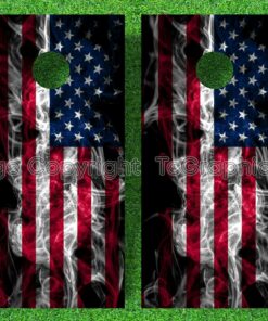 US Flag Smoke Design Cornhole Decal