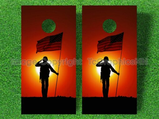 US Flag Soldier Salute