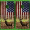 US flag deer cornhole decal
