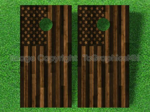 US flag walnut decal