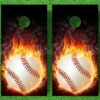 Baseball On Fire Cornhole Decals